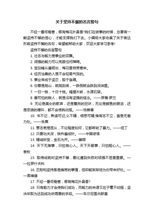 关于坚持不懈的名言警句