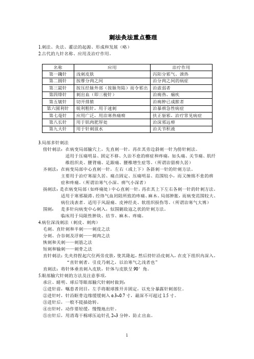 (完整word版)刺法灸法学重点(大神总结)