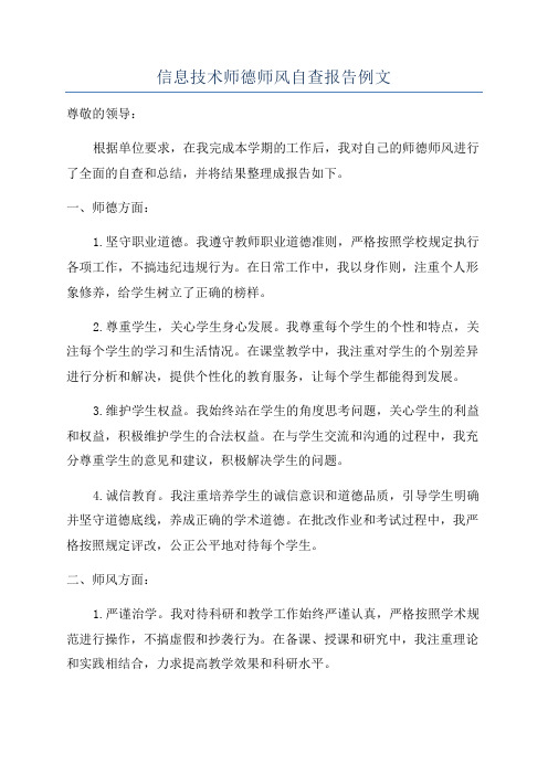 信息技术师德师风自查报告例文