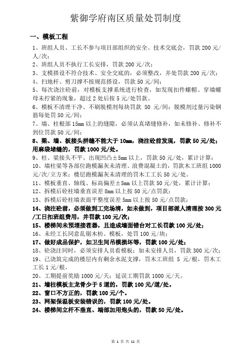 紫御学府南区周检奖惩制度