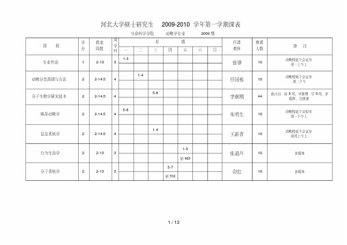 河北大学硕士研究生学第一学期课表