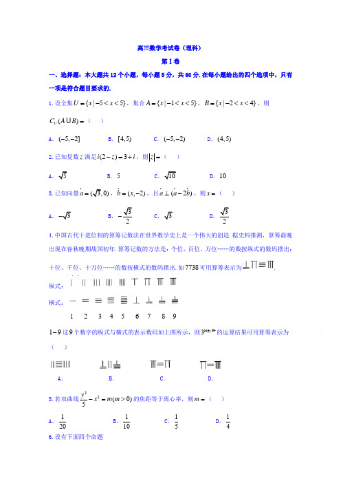 四川省2018届全国Ⅲ卷冲刺演练一数学理试题 含答案 精