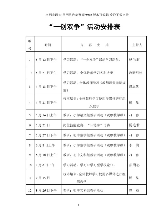 “一创双争”活动安排