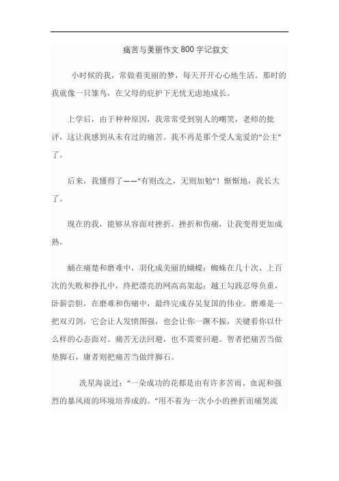 痛苦与美丽作文800字记叙文