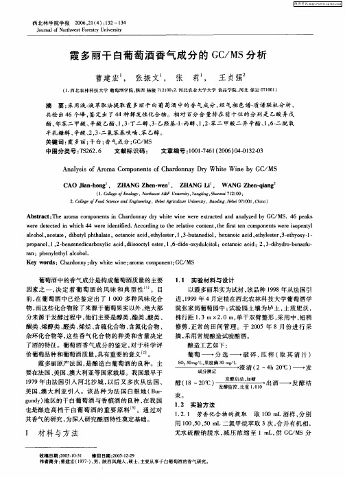 霞多丽干白葡萄酒香气成分的GC/MS分析
