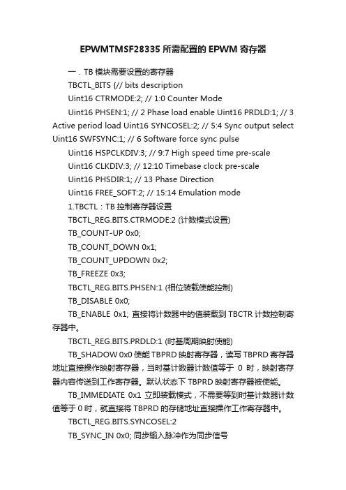 EPWMTMSF28335所需配置的EPWM寄存器