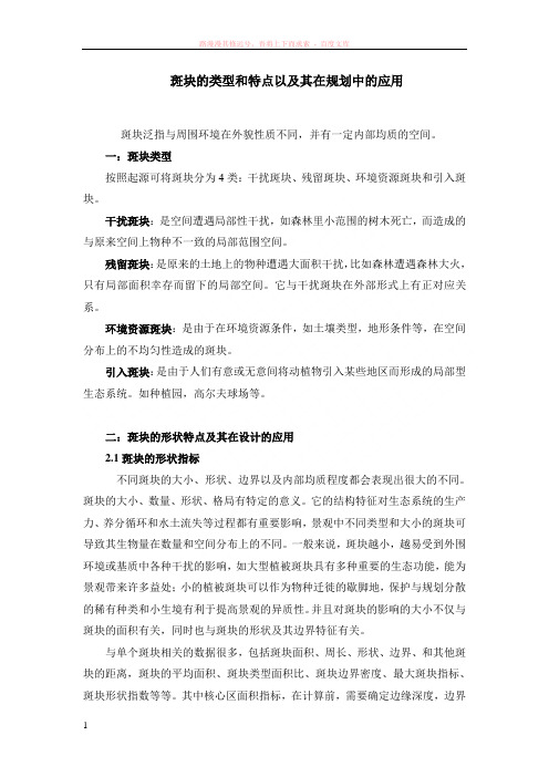 斑块的类型和特点以及其在规划中的应用 (1)