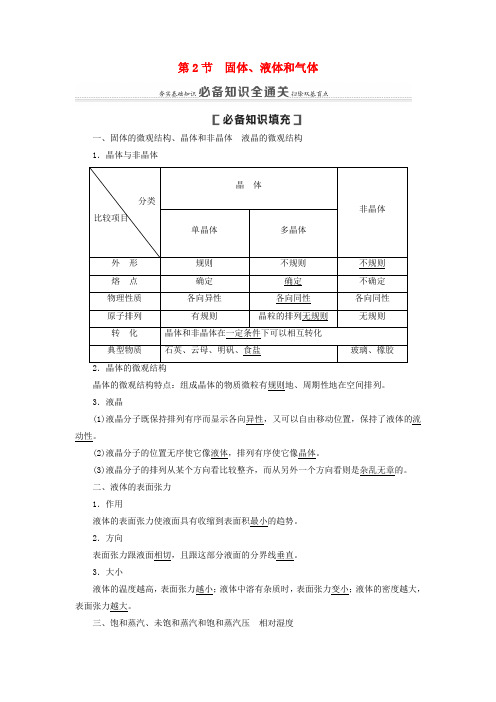 2021版高考物理大一轮复习 第13章 热学 第2节 固体、液体和气体教学案