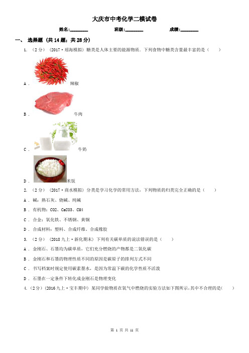 大庆市中考化学二模试卷  