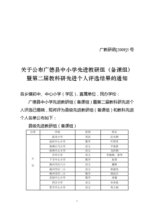 广教研函[2009]5号