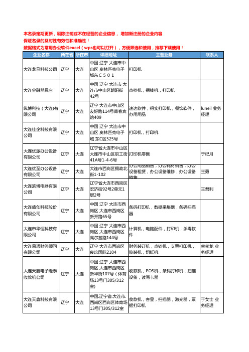 2020新版辽宁省大连打印机工商企业公司名录名单黄页联系方式大全40家