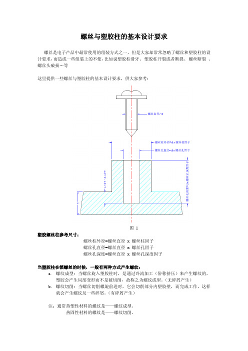 螺丝与塑胶柱的基本设计要求