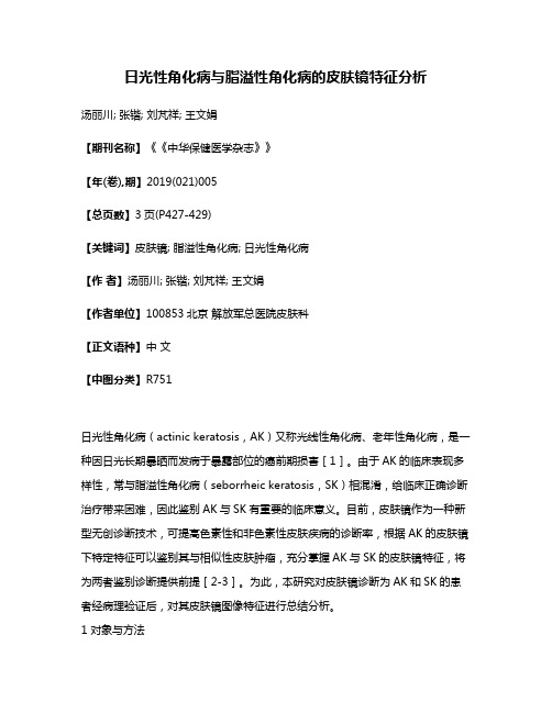 日光性角化病与脂溢性角化病的皮肤镜特征分析