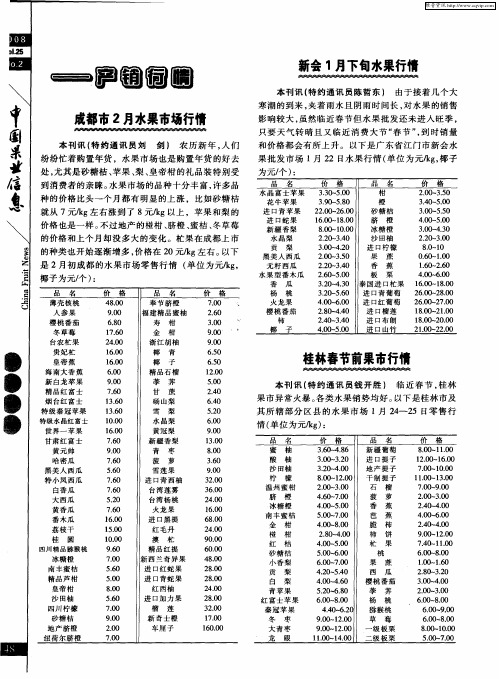 成都市2月水果市场行情