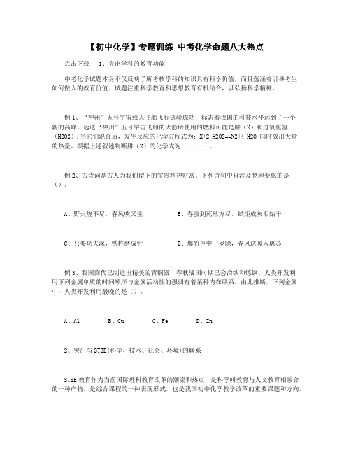 【初中化学】专题训练 中考化学命题八大热点