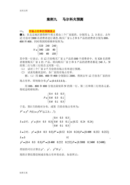 案例九马尔科夫预测