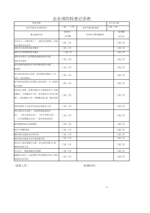 企业消防检查记录表