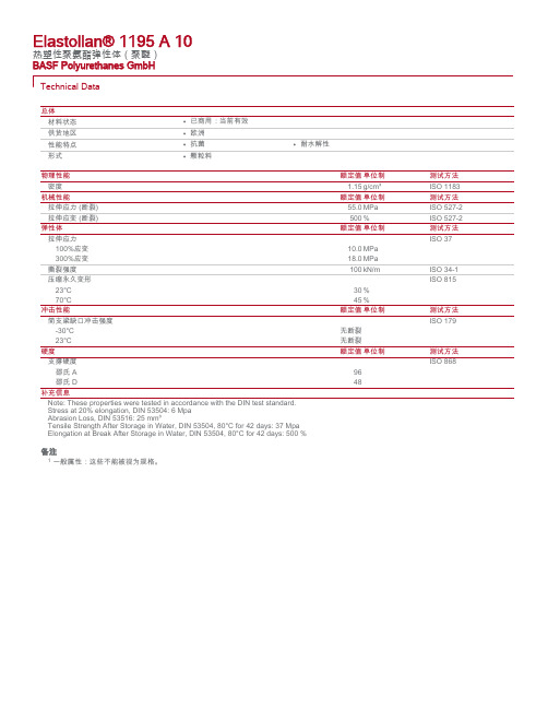 Elastollan TPU 德国巴斯夫 1195A10