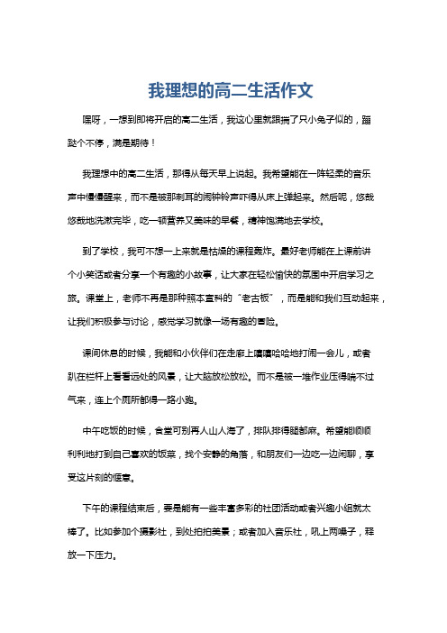 我理想的高二生活作文