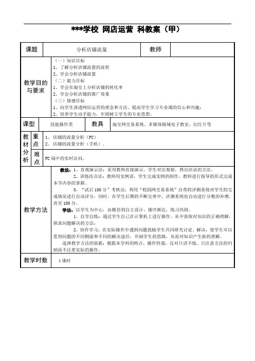 网店运营教案---分析店铺流量