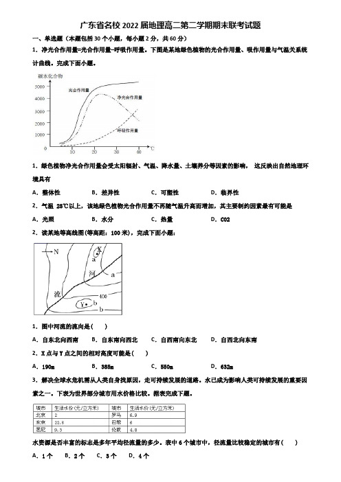 广东省名校2022届地理高二第二学期期末联考试题含解析