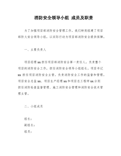 消防安全领导小组 成员及职责