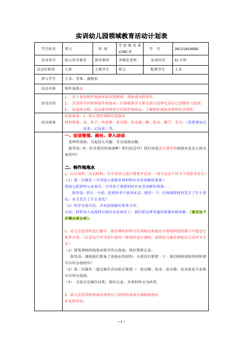 大班科学活动 制作泡泡水