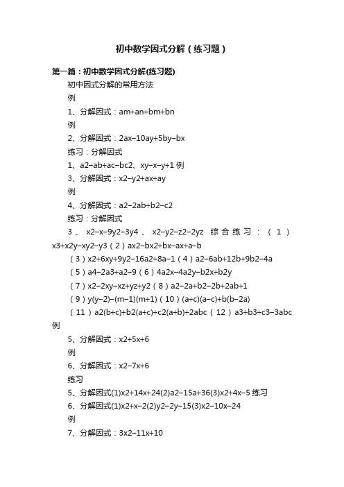 初中数学因式分解（练习题）