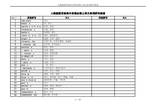 人教版新目标高中英语必修三单元单词拼写检查