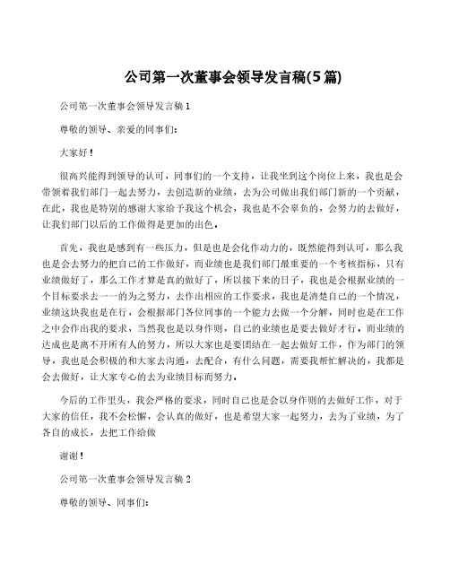 公司第一次董事会领导发言稿(5篇)