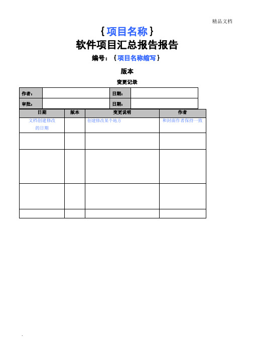 软件项目总结报告模版