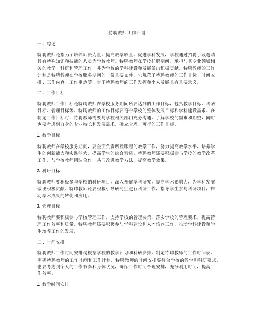 特聘教师工作计划