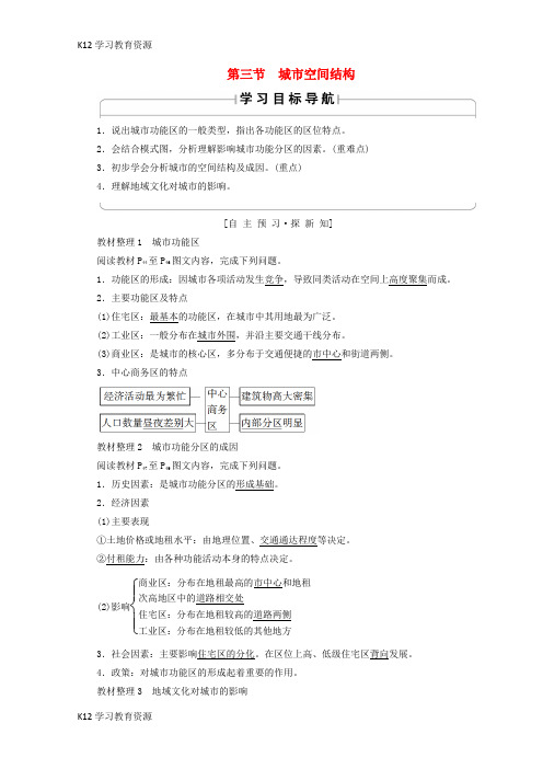 [K12学习]2018秋高中地理 第2单元 城市与地理环境 第3节 城市空间结构学案 鲁教版必修2