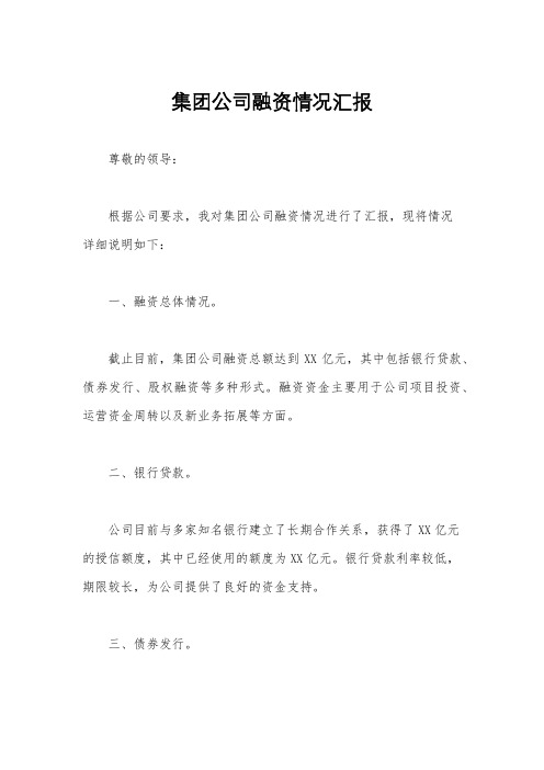 集团公司融资情况汇报