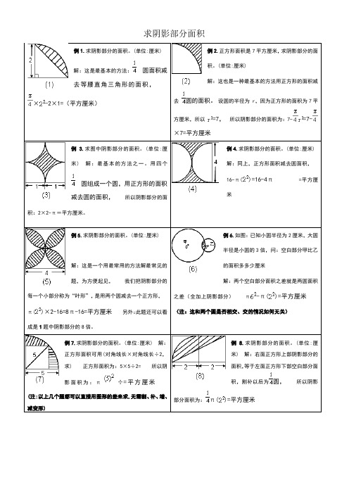 小学六年级求阴影部分面积试题和答案