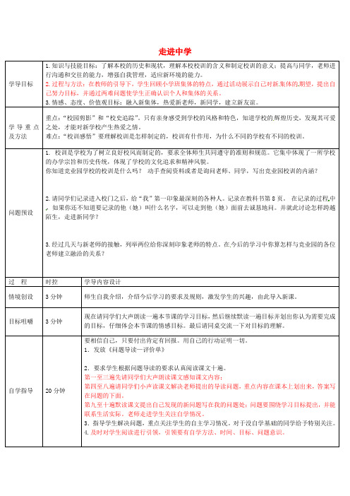 山东省济阳县竞业园学校七年级政治上册 第1课 走进中学教学设计 教科版