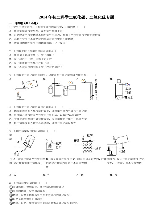 初二科学复习专题-二氧化碳