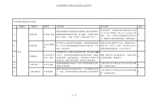 江苏省教学成果奖评分标准