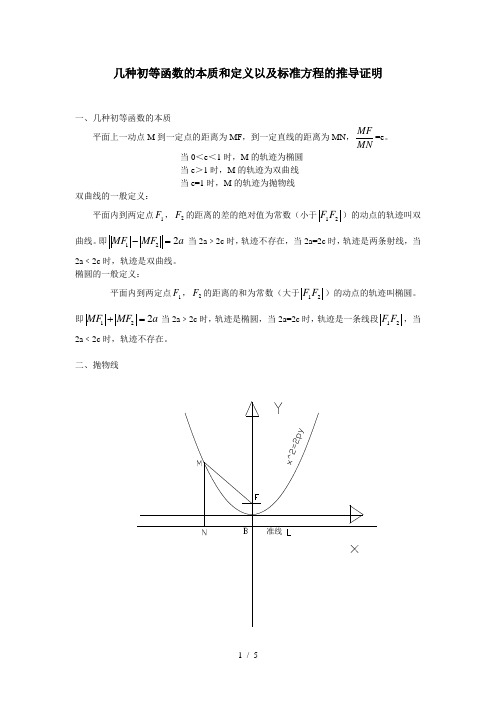 几种初等函数本质和定义以及标准方程推导证明