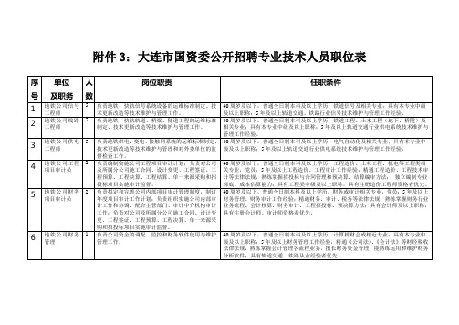 专业技术人员岗位表