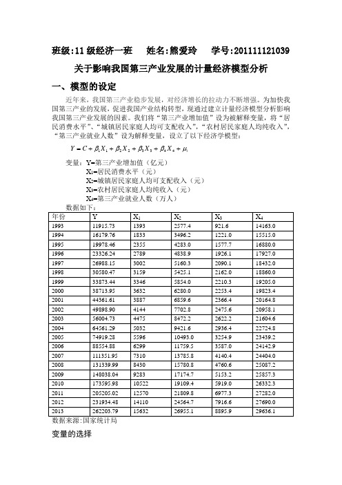 计量经济学期末作业