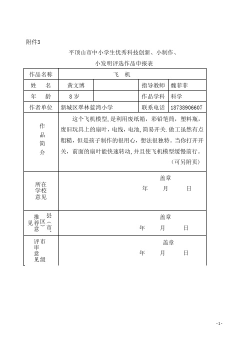 小制作申报材料