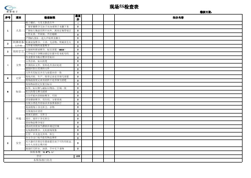 5S稽核检查表