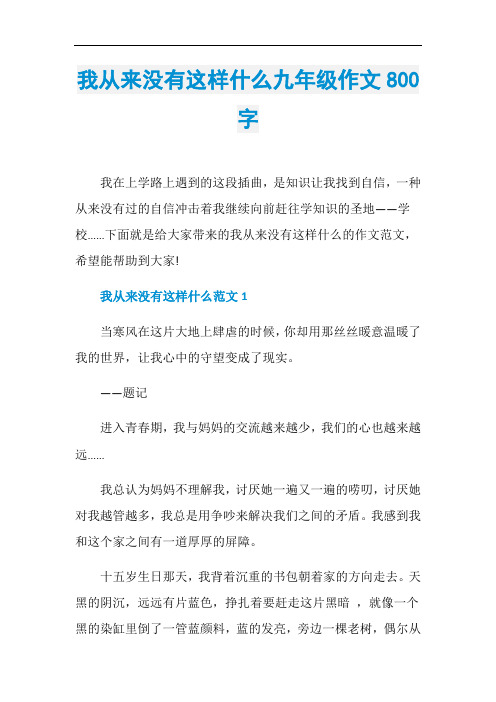 我从来没有这样什么九年级作文800字