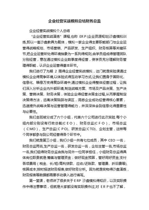 企业经营实战模拟总结财务总监