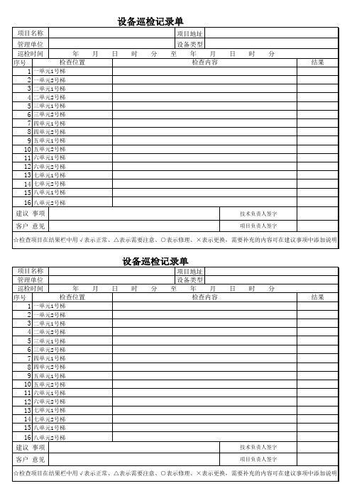 《安防设备巡检记录单》