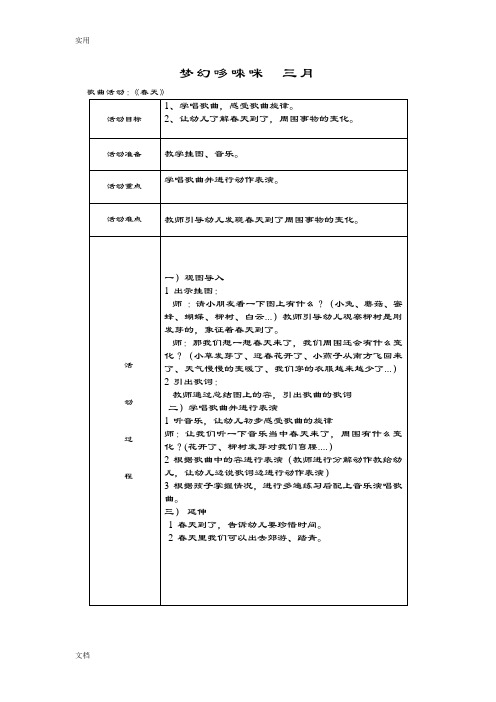 《梦幻哆唻咪》小班教案设计(整理)