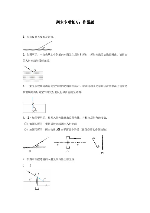 2023-2024学年人教版物理八年级上册期末专项复习：作图题