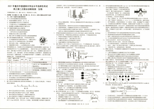 2021年重庆市普通高中高三年级“二诊”生物试卷