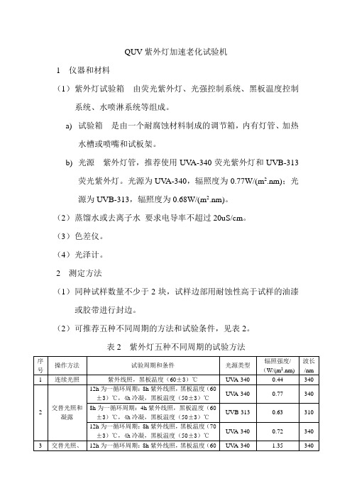 QUV老化试验机操作规程